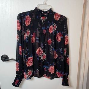 Living Doll Black Floral Top L